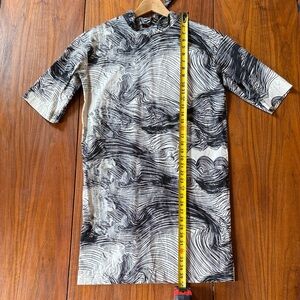 Marimekko Cotton Mini Shift Dress Black White Abstract Print Size 34 XS Small